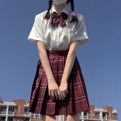 猫看花jk【沙华】正统制服裙中牌日系高腰学院风学生百褶裙格子裙
