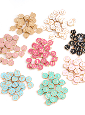 极速A-Z Letter Charms Double Face Enamel Alloy LeTtter Charm