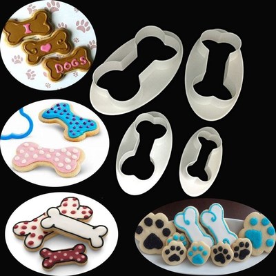 极速4PCS Dog Bone Cookise Cutter Biscuit Fondant Pastry Baki