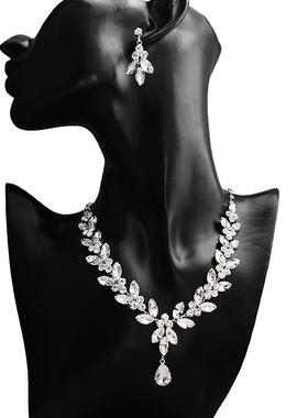 极速项链耳环套组婚纱新娘首饰饰品礼服配饰简约T锆石结婚欧美气