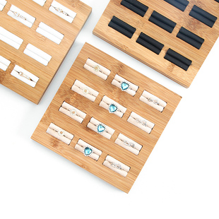 极速创意竹木首饰戒指座耳饰耳钉托Q盘饰品戒指展示架