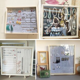 极速实木耳环收纳盒防尘家用手链板挂H墙耳钉戒指托盘耳饰项链展