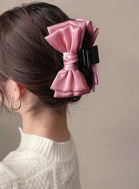 极速Fashion Satin Bow Knot Hair Claws Grab LarQge tail Clips