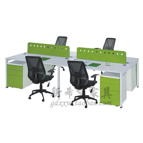 极速职员办公班桌4人位电脑桌带书柜抽屉组N合现代屏风板式员工桌