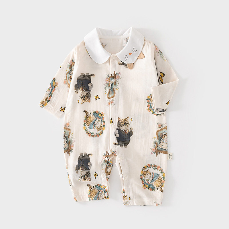 婴儿纱布连体衣宝宝夏款超薄长袖白领哈衣儿童夏季空调服新生爬服,童装/婴儿装/亲子装,连身衣/爬服/哈衣,淘宝优惠券,粉丝福利购,淘宝优惠卷