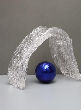 北欧波浪玻璃飘带摆件样板房售楼部卧室书房客厅餐厅桌面玄关饰品