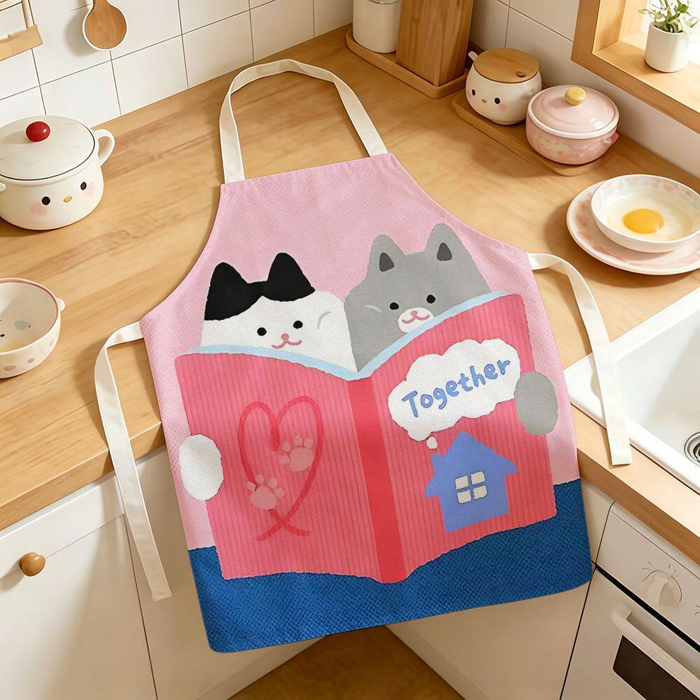 【爆款】多巴胺猫咪北欧风可爱做饭烘焙防油污洗碗防水渍画室围裙