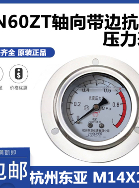 杭州东亚轴向带边YN60ZT油压抗振耐震压力表0-1 1.6 4 6 25 40MPA