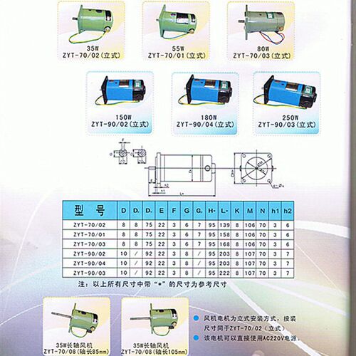 ZY系列永磁直流电动机ZYT/70/08/DC220V/35w可调马达长轴/06/01/