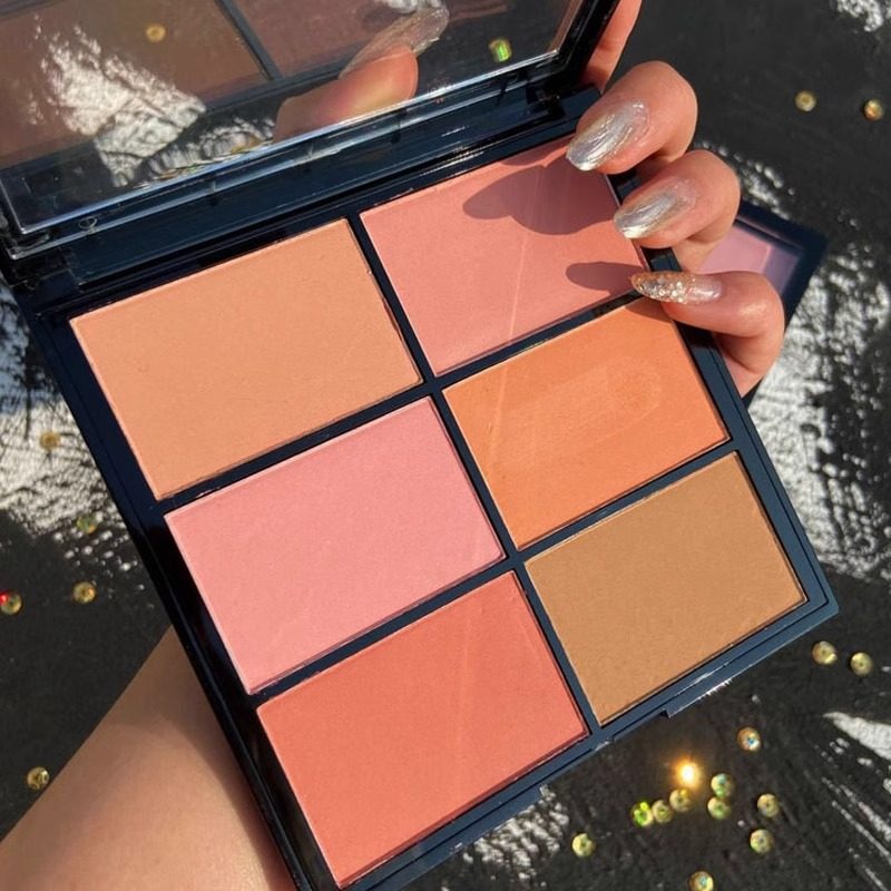 腮红盘高光修容一体盘六色化妆师专用裸妆自然哑光橘色灰粉色胭脂,彩妆/香水/美妆工具,腮红/胭脂,淘宝优惠券,粉丝福利购,淘宝优惠卷