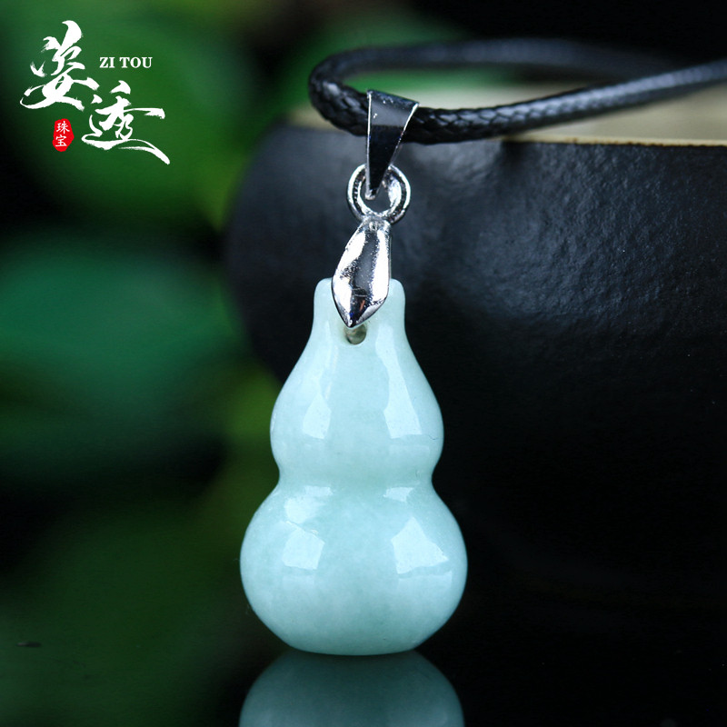 天然翡翠葫芦吊坠福禄A货缅甸玉石无优化糯种饱满小包车挂件礼品