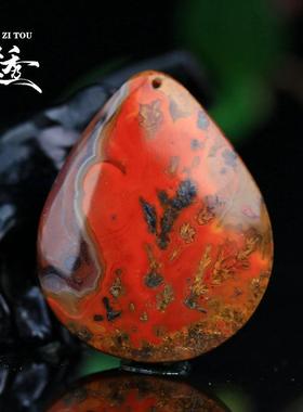 宣化战国红水滴玛瑙吊坠