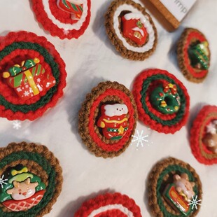 成品卡通毛线钩织可爱圣诞老人胸针别针圣诞节圣诞礼物圣诞氛围感