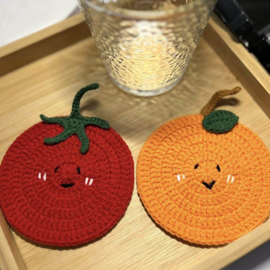 成品红色番茄造型防滑垫小清新防烫垫咖啡店隔热垫手工编织茶杯垫,居家布艺,杯垫,淘宝优惠券,粉丝福利购,淘宝优惠卷