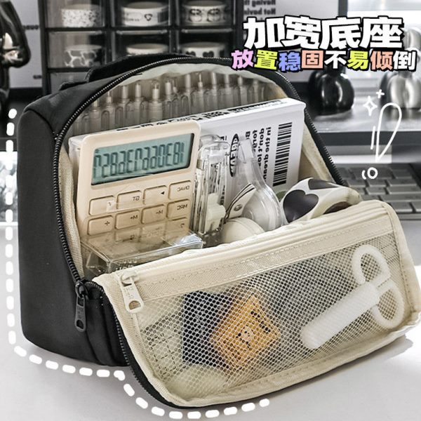放分隔收纳包可女生小卡笔袋文具袋立多层初中大容量手提站铅笔盒