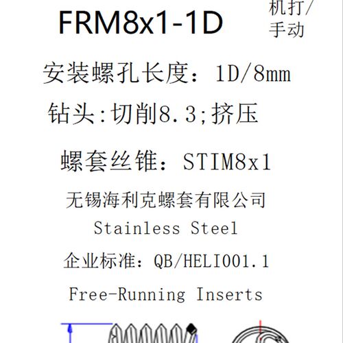 螺距P=1mmM8x1M9x1M10x1M12x1不锈钢普通型细牙钢丝螺套螺纹丝套