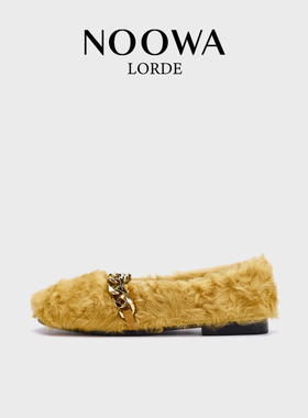 NOOWA轻奢毛毛鞋女冬外穿2025秋冬新款高级感法式平底羊羔保暖鞋