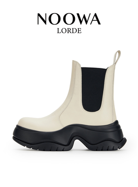 NOOWA设计师款厚底切尔西靴女2025款百搭真皮增高舒适软底烟筒靴