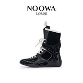 真皮舒适机车靴 时尚 孙怡吴宣仪同款 NOOWA复古拳击靴女2025冬新款