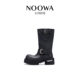NOOWA厚底骑士靴女2025秋冬新款 真皮复古擦色增高百搭机车中筒靴