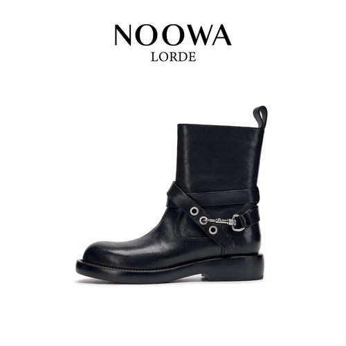 商场同款时尚圆头复古增高马丁靴