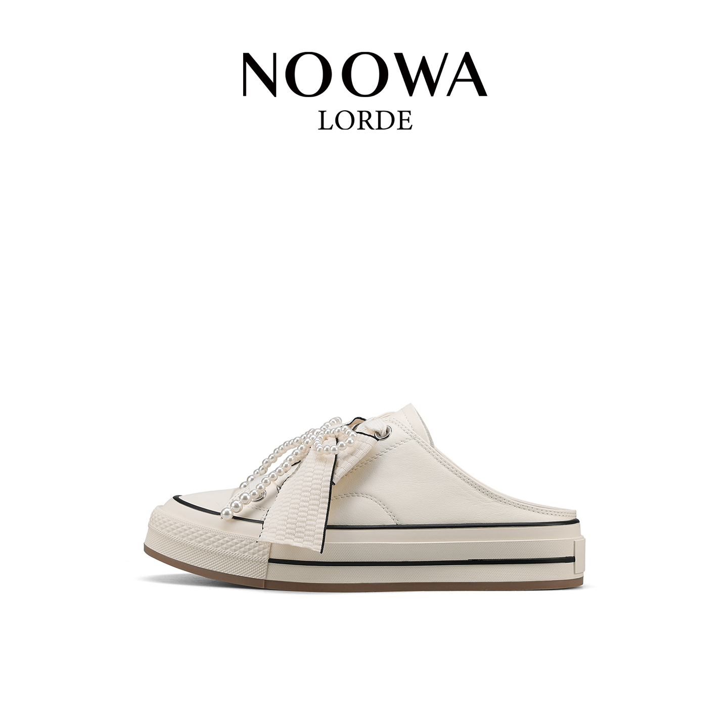 商场同款珍珠蝴蝶结包头半拖鞋