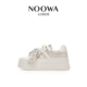 百搭真皮增高软底珍珠系带休闲鞋 NOOWA小众厚底小白鞋 女2025新款
