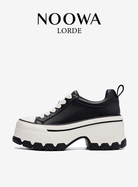 NOOWA高级感小白鞋厚底增高2025新款真皮百搭松糕小众时尚休闲鞋