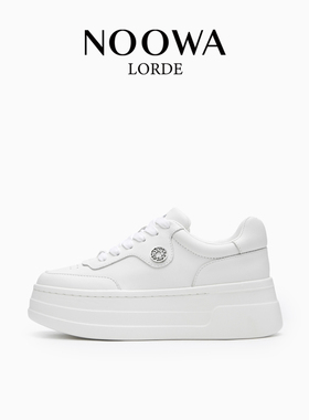 NOOWA厚底小白鞋女2025新款真皮小个子增高轻便软底不累脚休闲鞋