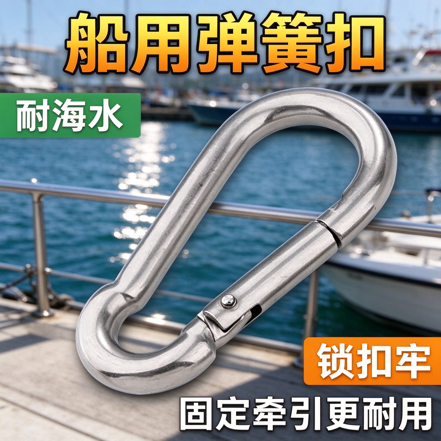 不锈钢弹簧扣安全挂钩户外卡扣多功能连接挂扣船舶固定五金配件