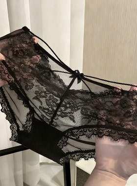 女士蕾丝细带网纱纯欲性感镂空高级感内裤女2026新款中腰三角短裤