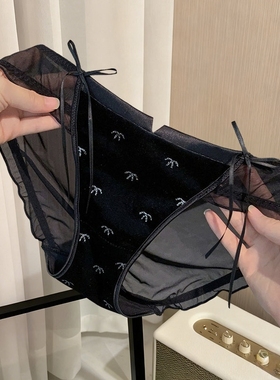 法式黑色蕾丝性感蝴蝶女士内裤网纱纯欲勾人2026新款高级感三角裤