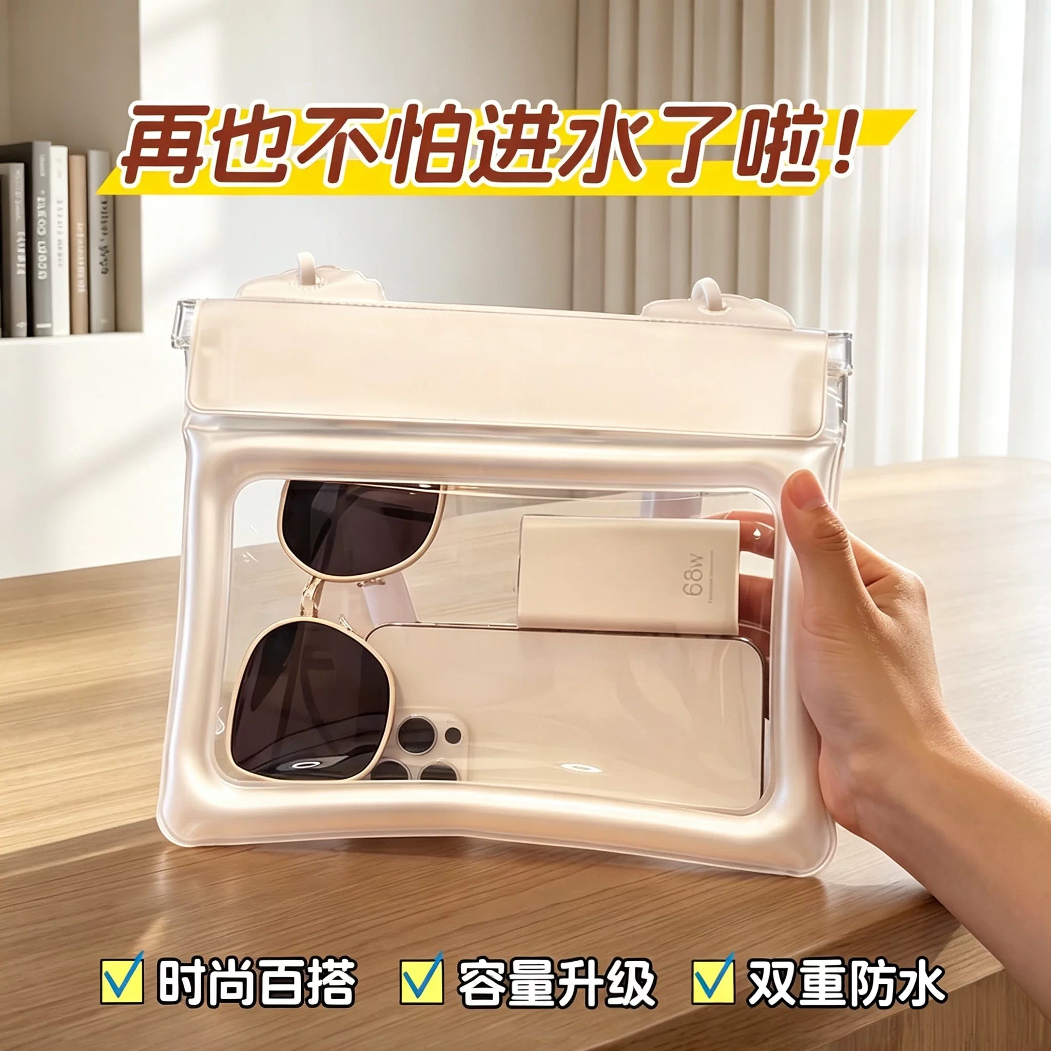 手机防水袋可触屏海边大尺寸游泳漂流装备大容量防水腰包斜挎气囊