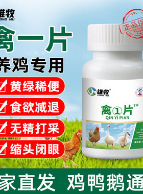 雄牧禽一片养鸡专用正品鸡鸭鹅黄绿稀便缩头呆立闭目精神不振官方