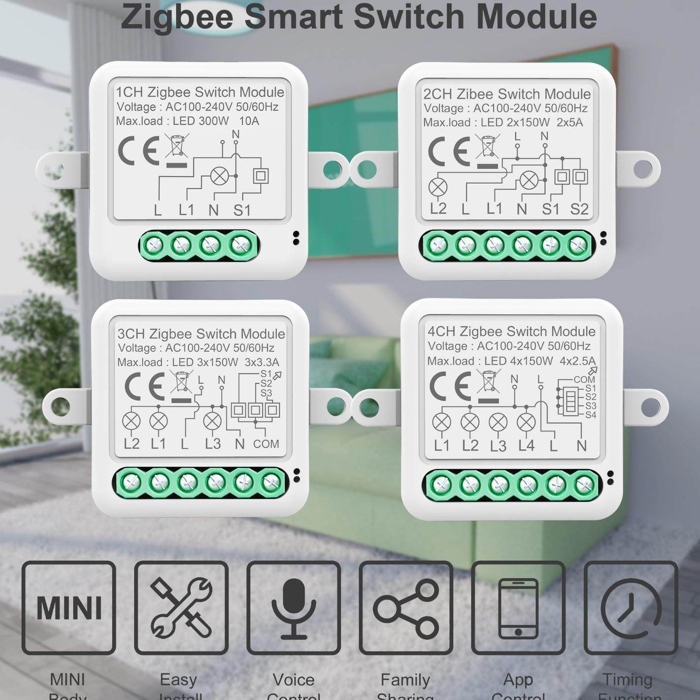 涂鸦智能开关zigbee通断器模块遥控开关隐形零火开关调光定时开关