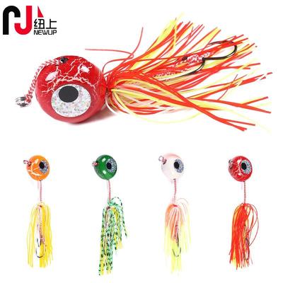 新款路亚假饵夜光圆头炎爆钓月铅头 海钓铁板钩胡须佬硅胶裙章鱼