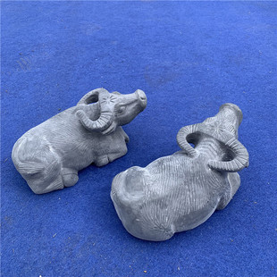 石牛摆件石雕水牛天然石头石材雕刻工艺品厂家嘉祥石雕青石卧牛