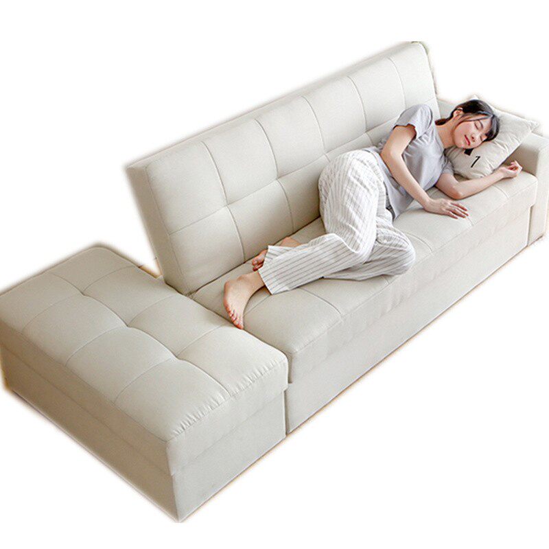 日式北欧布艺沙发床两用可折叠多功能小户型双人懒人沙发收纳储物