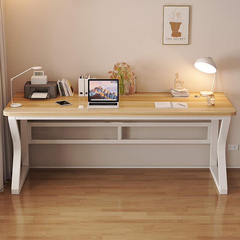 实木电脑桌台式家用并排办公桌子学生卧室学习写字桌情侣双人书桌