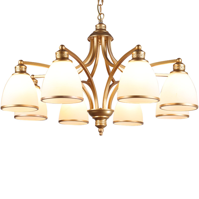 美式吊灯简约乡村客厅灯金色复古铁艺餐厅卧室田园土豪金灯具