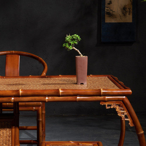 所氏红竹新中式茶桌椅组合禅意功夫泡茶桌明式喝茶桌茶道桌茶台桌