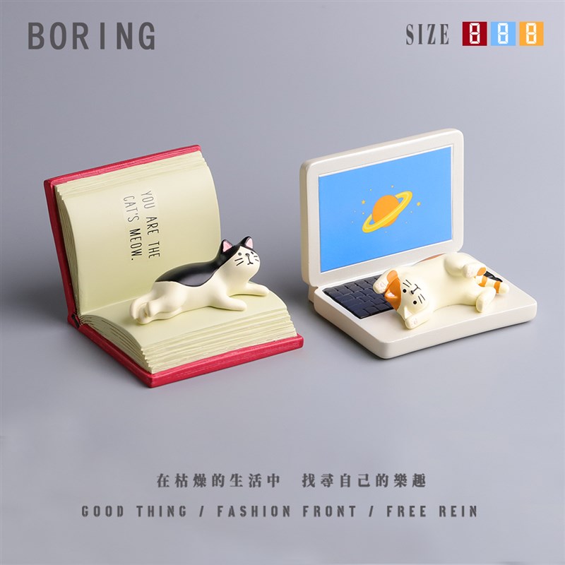 遇见丨笔记本猫咪手机支架可爱软萌动物桌面摆件办公送女生小礼品