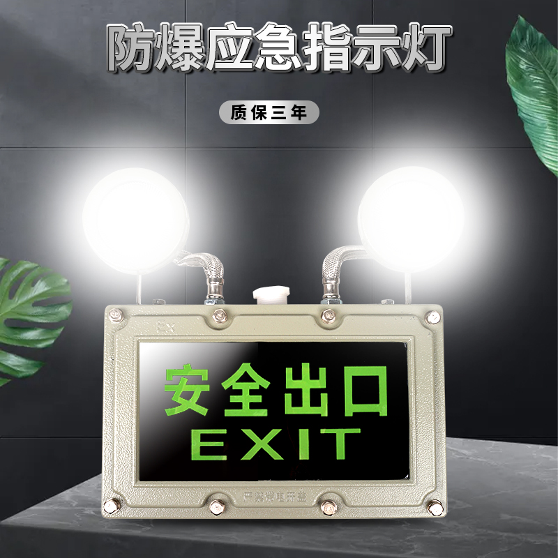 led防爆应急指示灯华荣照明防水户外消防仓库厂房双头安全出口