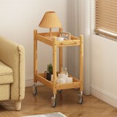 北欧沙发边几小户型客厅沙发边柜玻璃小茶几日式 可移动小推车带轮