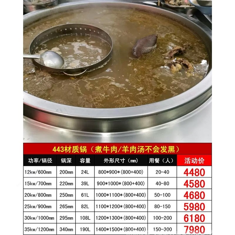 商用电磁炉443电磁大锅灶煮羊肉汤锅商用电电卤锅粉锅加高牛肉