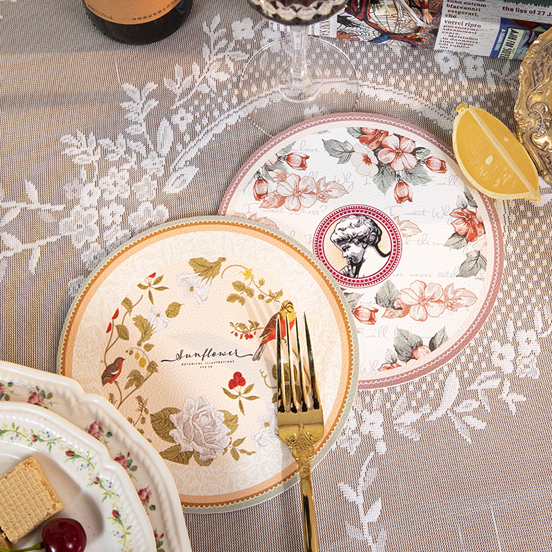 餐桌隔热垫高颜值皮革餐垫圆形PU皮碗盘垫水杯垫免洗防水防油桌垫