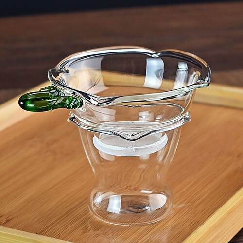 高级滤茶器76玻璃茶漏茶滤创意茶叶过滤网泡茶器茶隔漏斗茶具配件