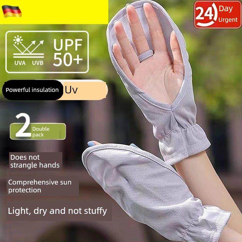 女士防晒手套，夏季短款，宽松，防紫外线，驾驶遮阳，户外自行车
