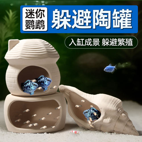 躲避屋乌龟鱼缸造景装饰摆件小鱼虾创意陶罐洞迷你鹦鹉鱼繁殖屋