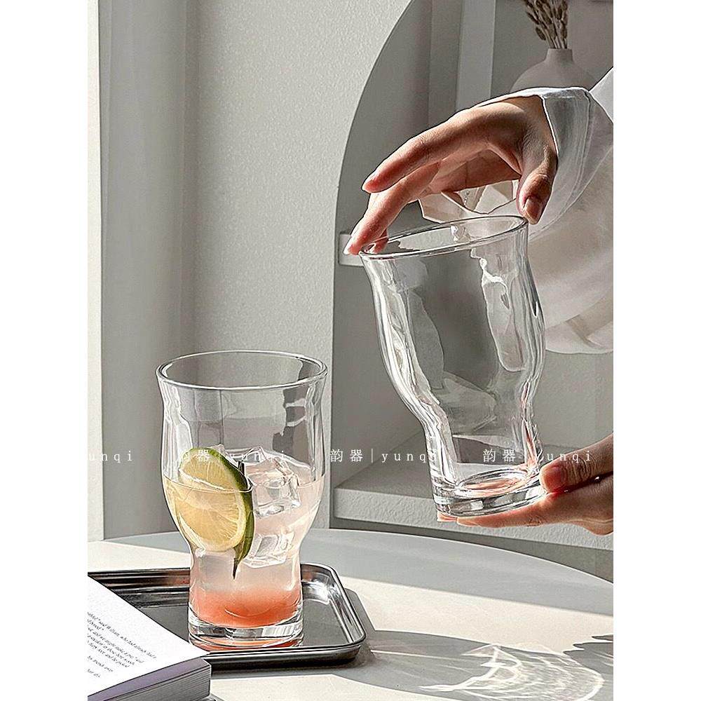 2026新款果汁杯玻璃大容量苏打水气泡水杯牛奶杯ins卢森堡夏日冷